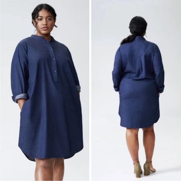 Universal Standard Hannah Denim Shirt Dress Sz S - Picture 6 of 9